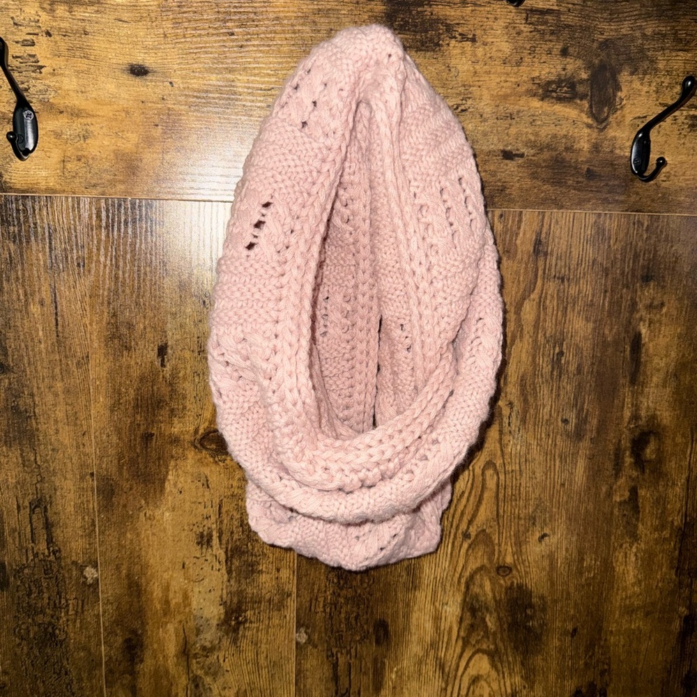 Soft Pink Knit Infinity Scarf